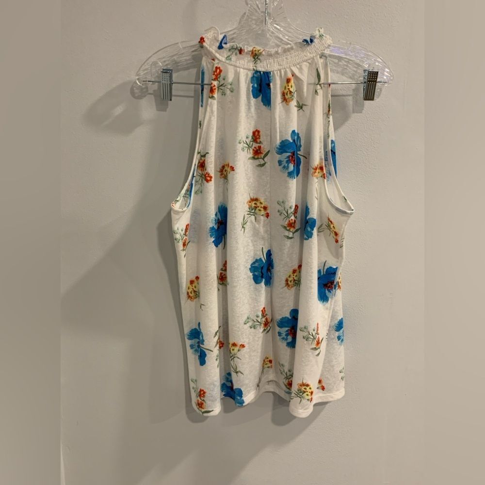 LOFT Floral Tank Top - White and Blue - Picture 10 of 10